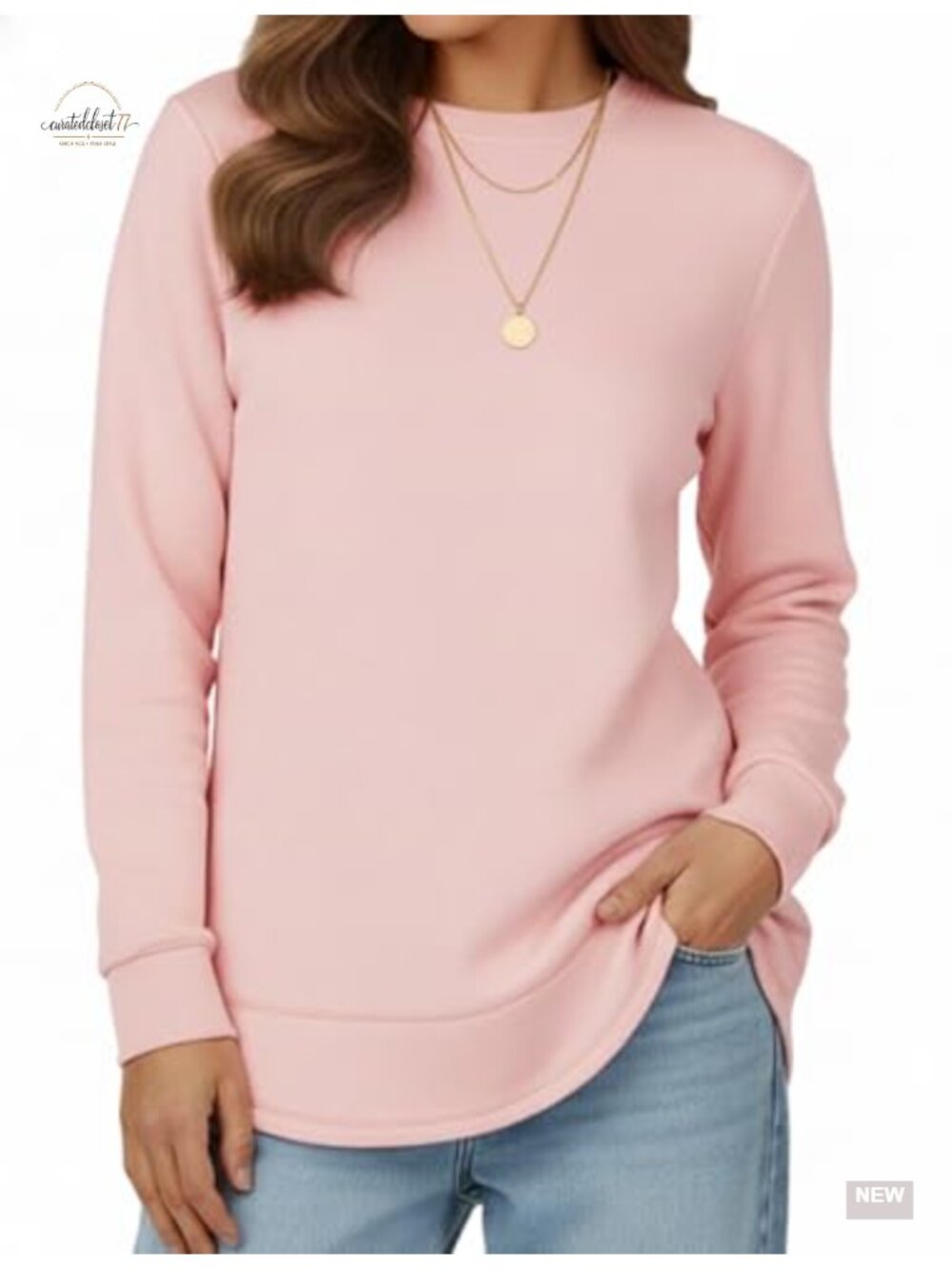 Women Long Sleeve Crewneck Sweatshirt Loose Fit Tunic Pullover Fall Top